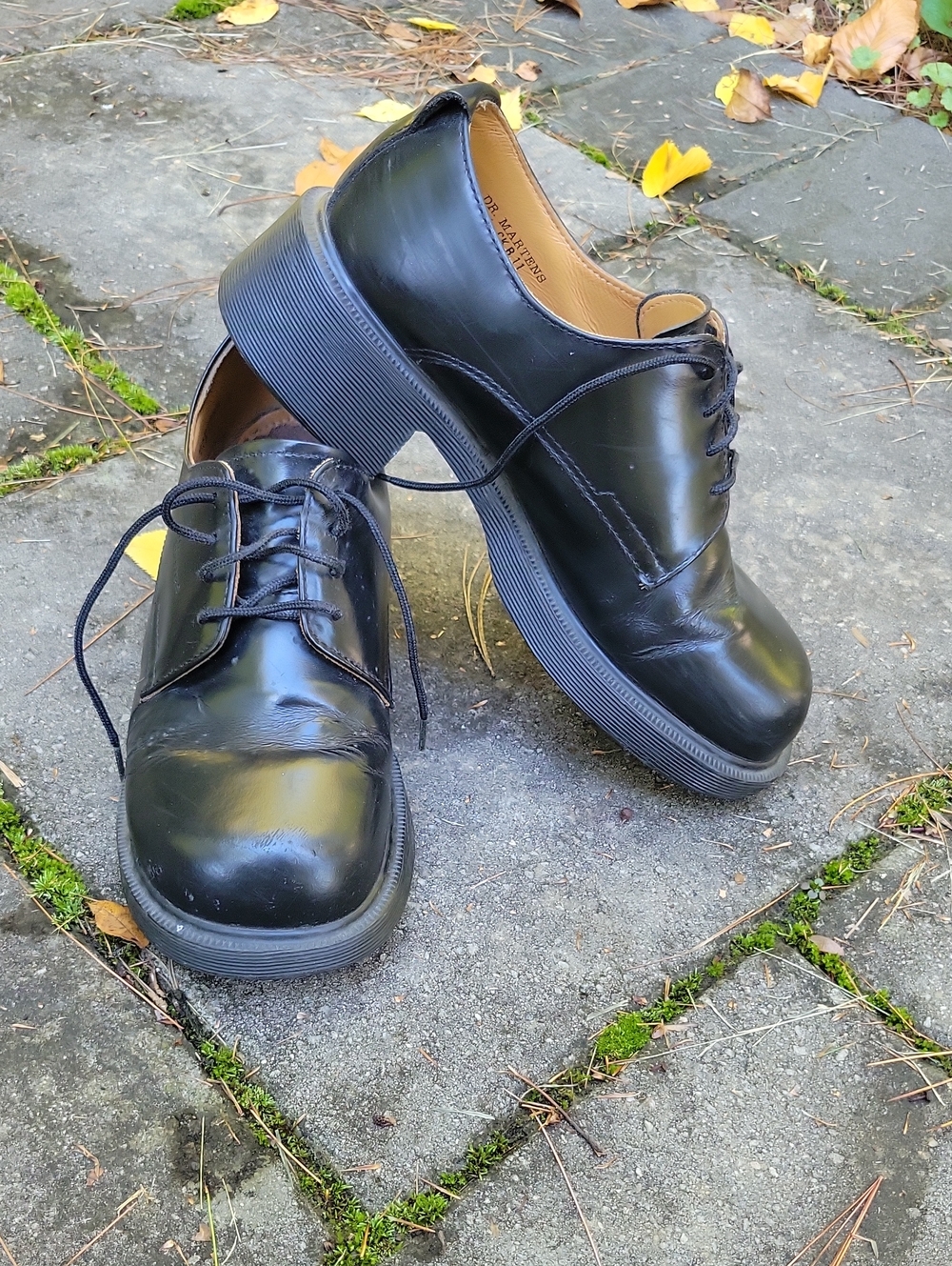 Dr Martens Oxford Shoes Womens 9 Black Leather Platform Derby Vintage Grunge 90s
